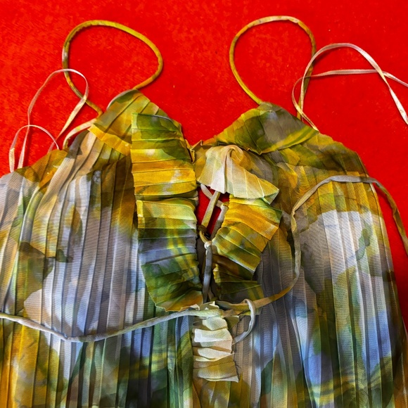 Zara blue and green pastel tulle pleated maxi dress made in Europe EUC - Picture 6 of 12